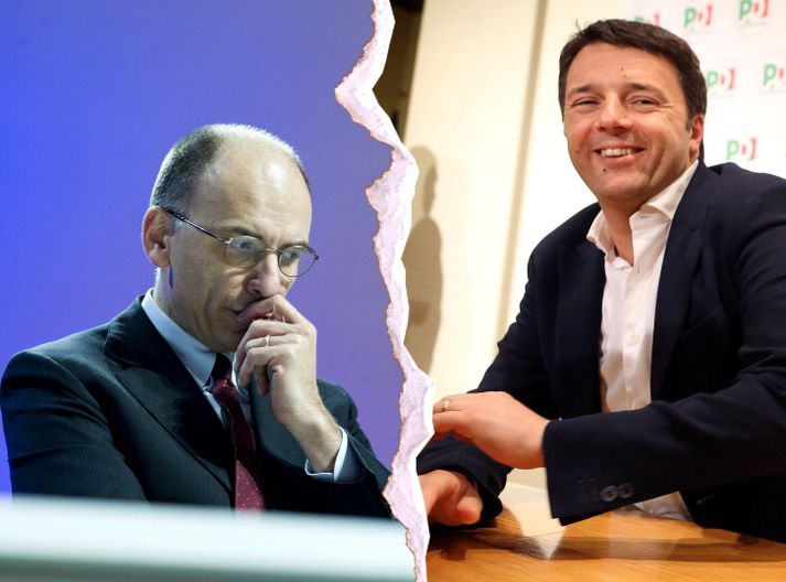 Letta til vinstri og Renzi til hægri - flokksbræðurnir deila hart.