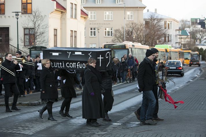 Frá mótmælum tónlistarkennara árið 2014.