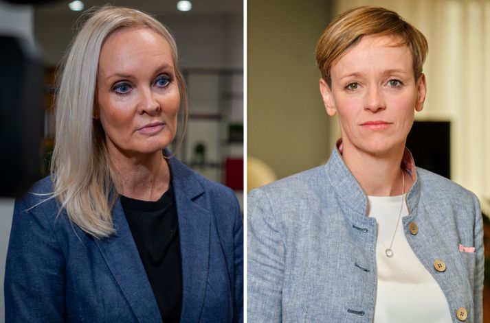 Sigríður Margrét Oddsdóttir, framkvæmdastjóri SA, (t.v.) og Halla Gunnarsdóttir, Formaður VR.