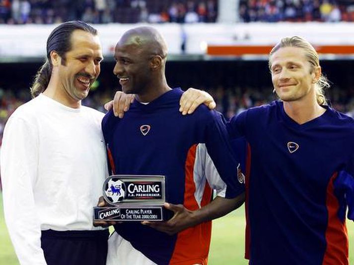 Patrick Vieira með Emmanuel Petit og David Seaman.
