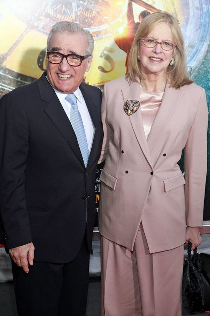 Martin Scorsese og eiginkona hans Helen Scorsese slógu á létta strengi á rauða dreglinum.