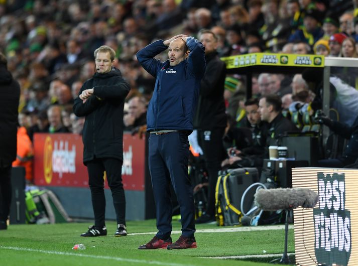 Ljungberg var ekki sáttur með úrslitin á Carrow Road.