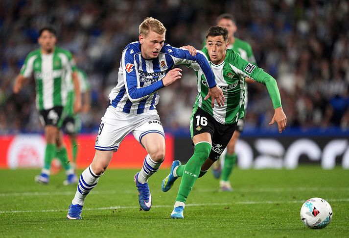 Orri Steinn Óskarsson á ferðinni gegn Real Betis í kvöld.