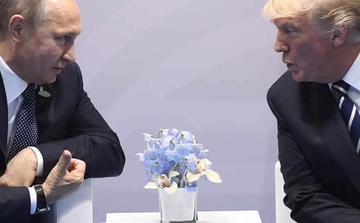 Vladimir Putin og Donald Trump á leiðtogafundinum í Hamborg.