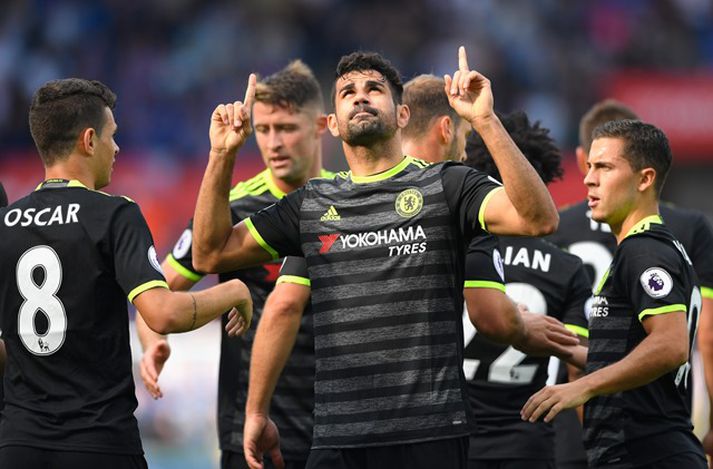 Diego Costa fagnar marki sínu.