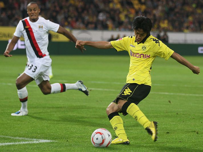 Shinji Kagawa skoraði fyrir Borussia Dortmund á móti Manchester City í kvöld.