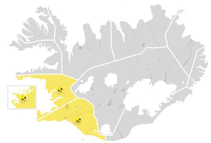 Skyggni gæti orðið mjög takmarkað um tíma á Suðvesturlandi og því eru gular veðurviðvaranir í gildi á höfuðborgarsvæðinu, Faxaflóa og Suðurlandi.