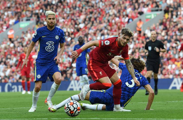 Harvey Elliott í leiknum gegn Chelsea á Anfield.