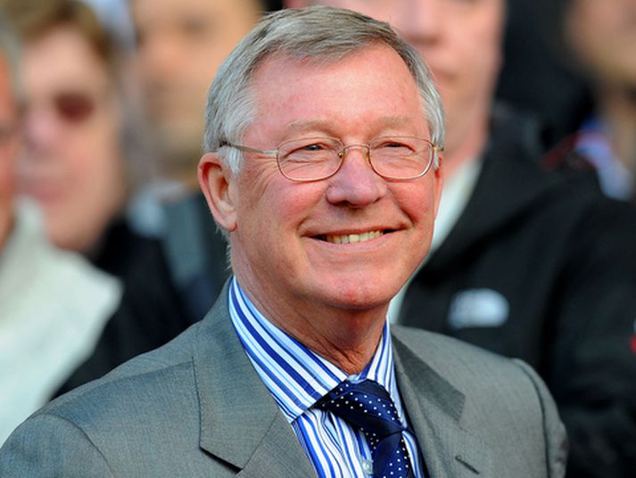 Sir Alex Ferguson, stjóri Manchester United, brosti út að eyrum í leikslok.