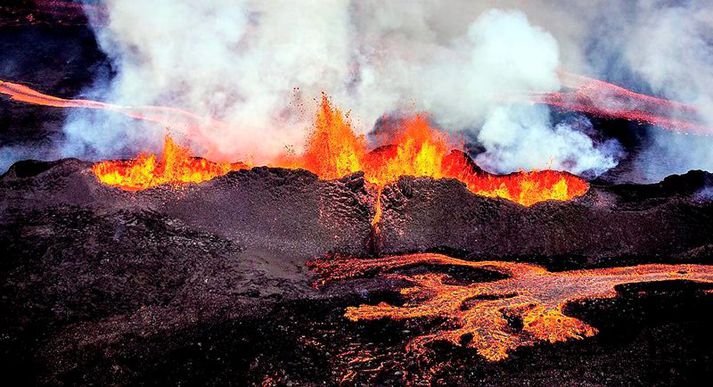 Eldgosið í Holuhrauni stóð í hálft ár. 