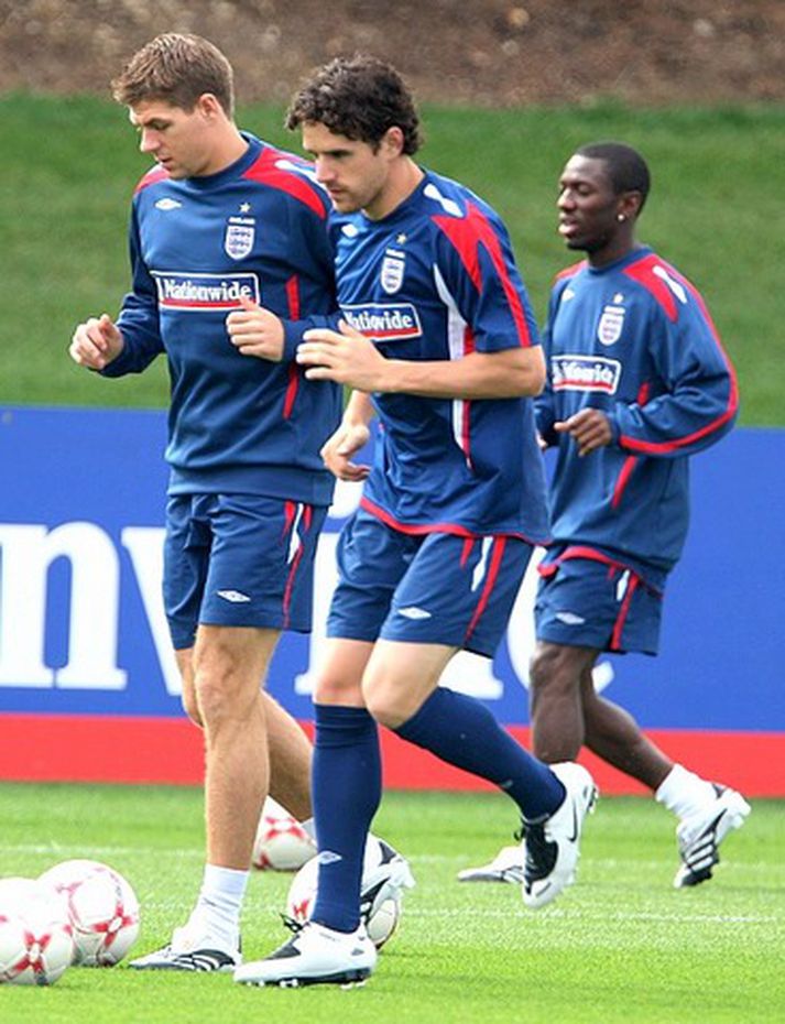 Owen Hargreaves á æfingu með enska landsliðinu.
