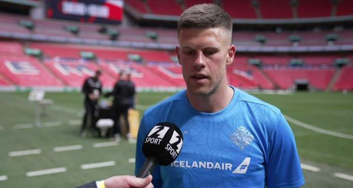 Jóhann Berg ræddi við Val Pál Eiríksson á Wembley í dag.