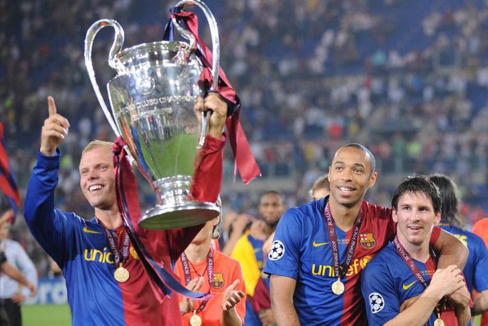 Eiður Smári varð Evrópumeistari með Barcelona 2009.