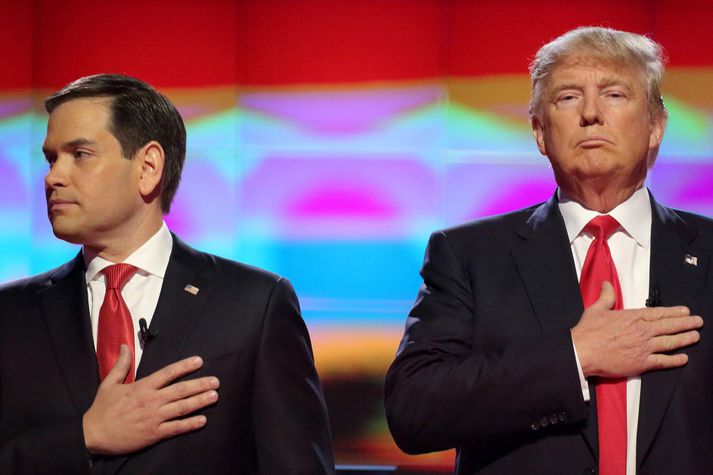 Rubio reyndi að svara fordómafullum ummælum Trump fullum hálsi, en gerði það ekki vel.