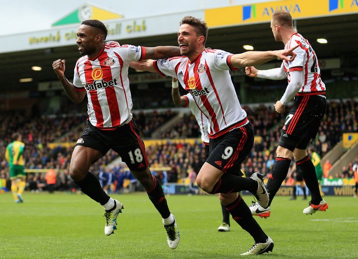 Tveir af markaskorurum Sunderland í dag, Borini og Defoe.