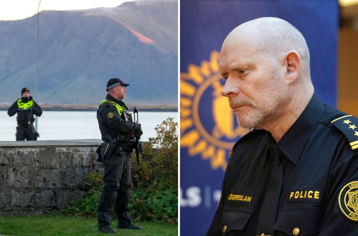 Karl Steinar Valsson er yfirlögregluþjónn alþjóðasviðs ríkislögreglustjóra en til vinstri má sjá vopnaða lögregluþjóna við Höfða í morgun.