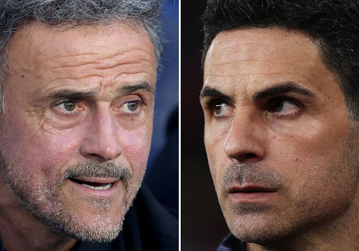 Spánverjarnir Luis Enrique og Mikel Arteta berjast um stærsta heiður Evrópufótboltans í dag.