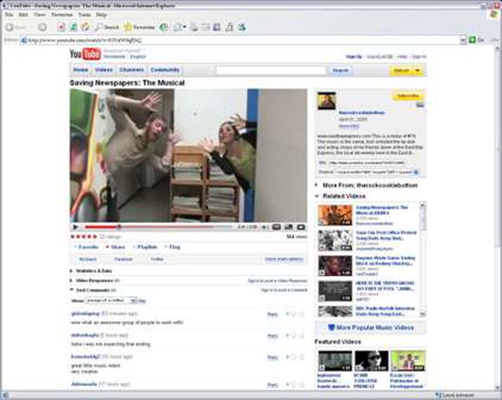 Rekstur YouTube gengur vel ef marka má frétt Guardian. Mynd/ AFP.