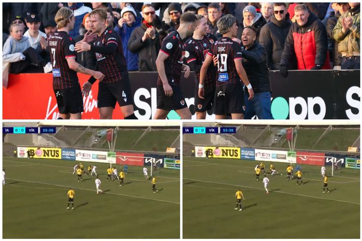Danijel Dejan Djuric fagnar marki fyrr í sumar og fellur til jarðar gegn ÍA.