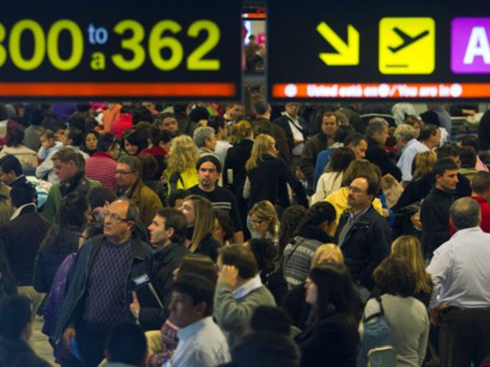 Frá Barajas flugvellinum í Madrid í gærmorgun. Mynd/AP
