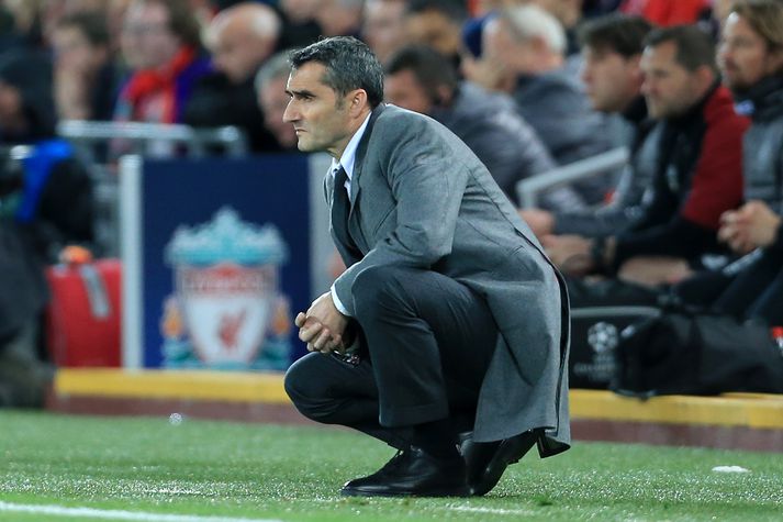 Valverde íbygginn á svip í leiknum gegn Liverpool.