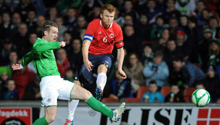 John Arne Riise var hetja Norðmanna í kvöld.