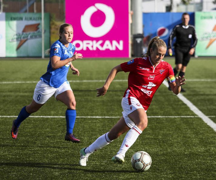 Elín Metta Jensen hefur raðað inn mörkum í Pepsi-deildinni að undanförnu.