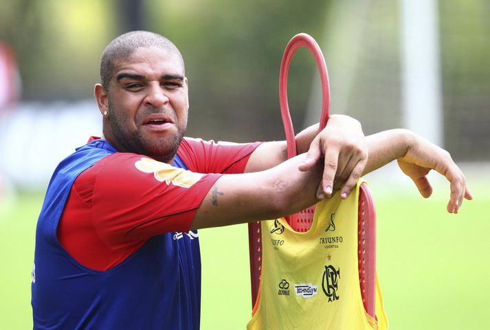 Adriano á æfingu með Flamengo í síðasta mánuði.
