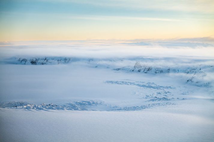 Flogið yfir Grímsvötn og Skeiðarársand í Grímsvatnahlaup