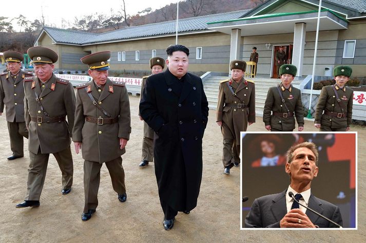 Michael Lynton, framkvæmdastjóri kvikmyndadeildar Sony, og Kim Jong-un, einræðisherra Norður-Kóreu.