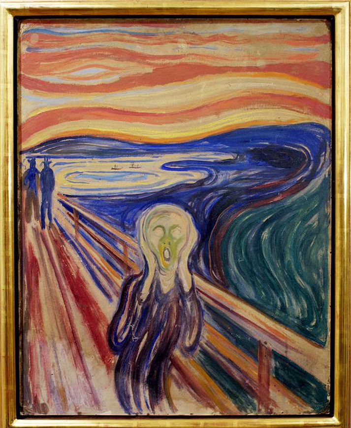 Frægasta verk Edvards Munch. Eva Mudocci mun hafa setið fyrir hjá listmálaranum í öðru verki og í kjölfarið hófu þau ástarsamband.