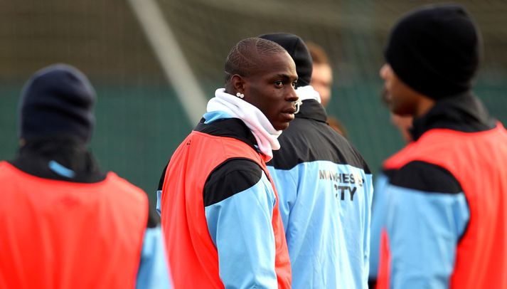 Mario Balotelli á æfingu með Manchester City.