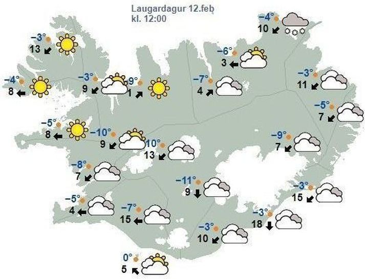 Miklu frosti er spáð á landinu öllu í dag.