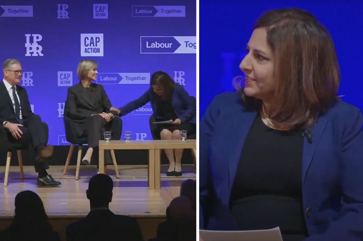 Neera Tanden ruglaðist aðeins á löndum en forsætisráðherrarnir fjórir létu það ekki á sig fá og hlógu bara.