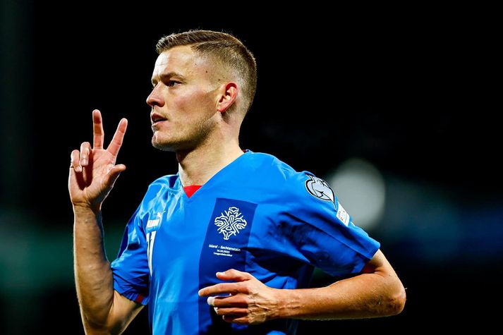 Alfreð Finnbogason í leik með íslenska landsliðinu