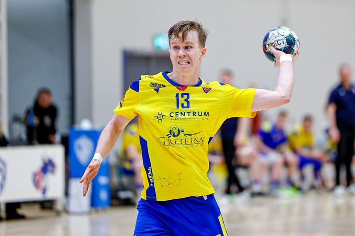 Einar Rafn Eiðsson skoraði átta mörk úr átta skotum í kvöld.