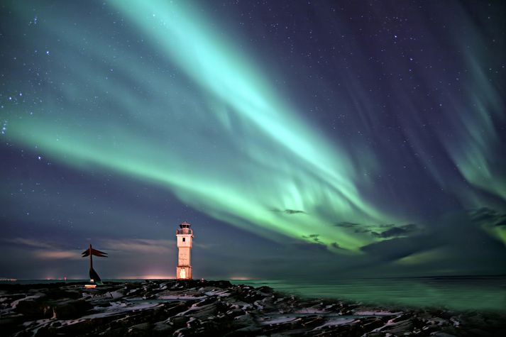 Myndin sem Finnur tók af norðurljósunum.