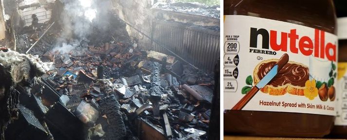 Barnaherbergi og þak hússins eyðilögðust í brunanum.