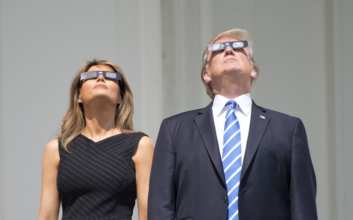 Melania og Donald Trump fylgdust vel með.