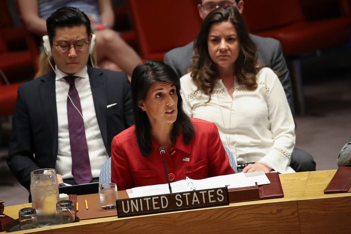 Nikki Haley á neyðarfundi öryggisráðs Sameinuðu þjóðanna.