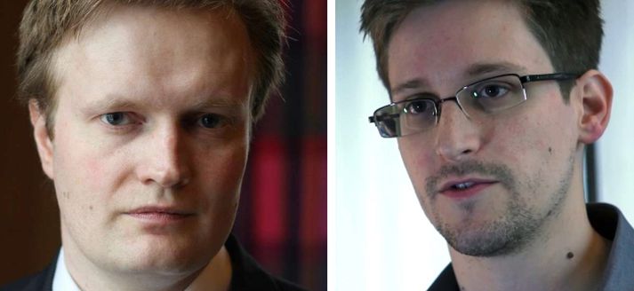 Øystein Jakobsen, fulltrúi norskra Pírata (t.v.) og Edward Snowden.