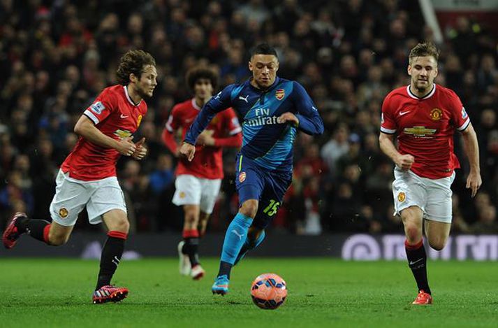 Oxlade-Chamberlain lagði upp fyrra mark Arsenal í sigrinum á Manchester United á mánudaginn.