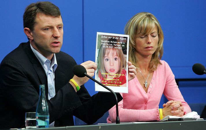 Kate and Gerry McCann foreldrar Madeleine á blaðamannafundi í Berlín árið 2007.