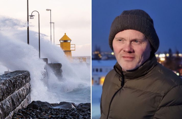 Haraldur Ólafsson, veðurfræðingur, segir viðbúið að sjór gangi á land og bendir fólki við sjávarsíðuna á að gera ráðstafanir.