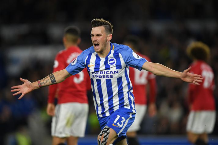 Pascal Gross fagnar í gær.