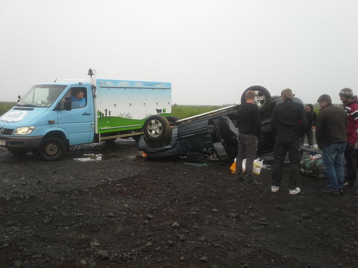 Af slysstað við Skóga í dag.