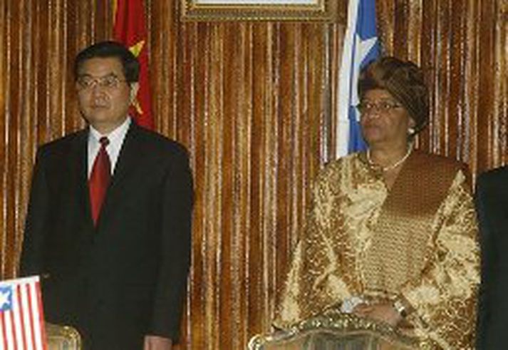 Hu Jintao og Ellen Johnson-Sirleaf