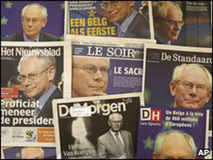 Herman van Rompuy hefur prýtt forsíður flestra evrópskra stórblaða undanfarið.