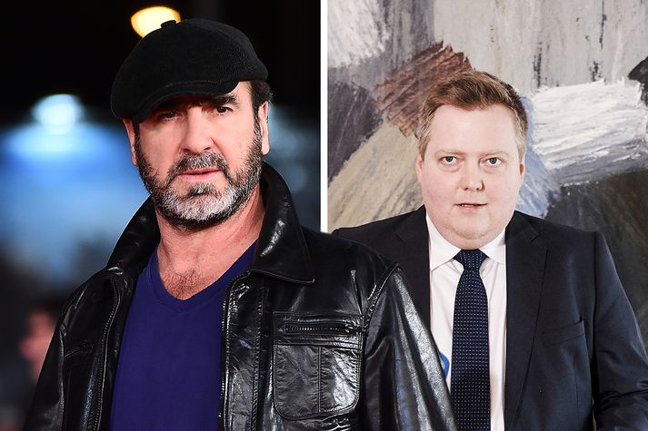 Eric Cantona, íslenski landsliðsmaðurinn Jóhann Berg Guðmundsson og Sigmundur Davíð Gunnlaugsson.