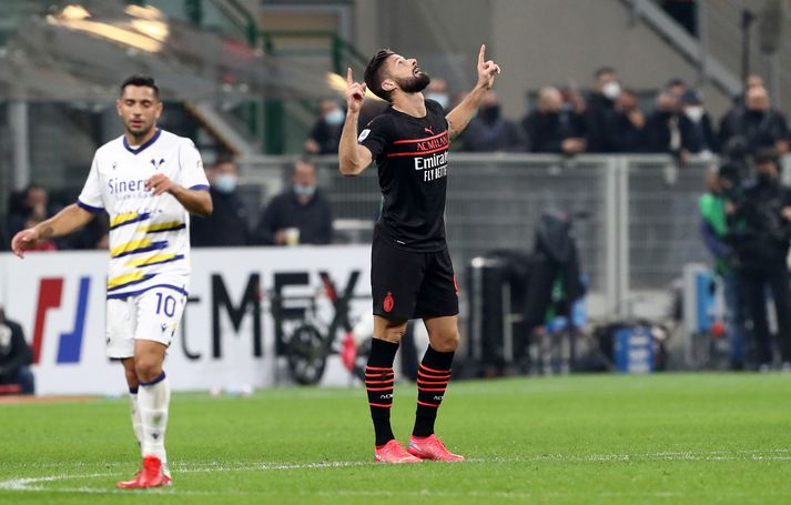 Olivier Giroud skoraði fyrsta mark AC Milan í kvöld.